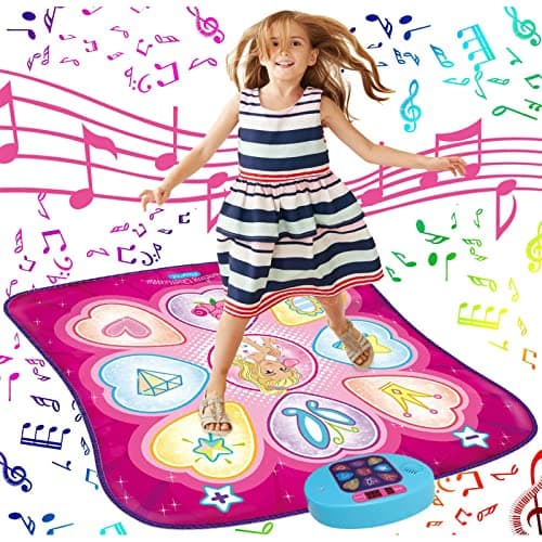 SUNLIN Tapis de Danse - Jeu de Danse Cadeau pour Enfants Filles - Tapis de Danse avec Lumières LED, Volume réglable, Musique intégrée, 3 Niveaux de Défi (3-12 Ans)