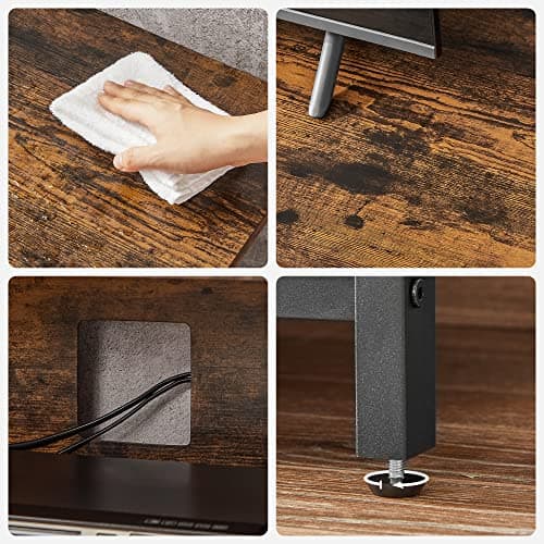 VASAGLE LTV060B01 Meuble TV pour TV Jusqu’à 152 cm (60"), avec étagères Ouvertes, Console TV pour Salon, Salle de Divertissement Marron Rustique/Noir