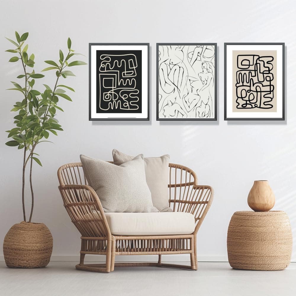 Winund Set de 6 affiches decoration murale 30x40 cm – SANS CADRE, poster mural pour salon et chambre – affiche murale moderne, tableau deco