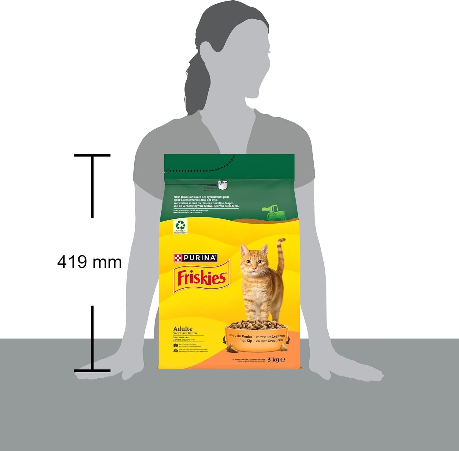 FRISKIES | Chat | Croquettes complètes pour Chats Adultes | Au Poulet et aux Légumes | Aliment Complet Riche en Vitamines et Minéraux | Sac | 3 KG | Croquettes Chat Adulte Saveur Poulet et Légumes - Favorise la santé digestive et un os solide - Santé Chat - Repas savoureux