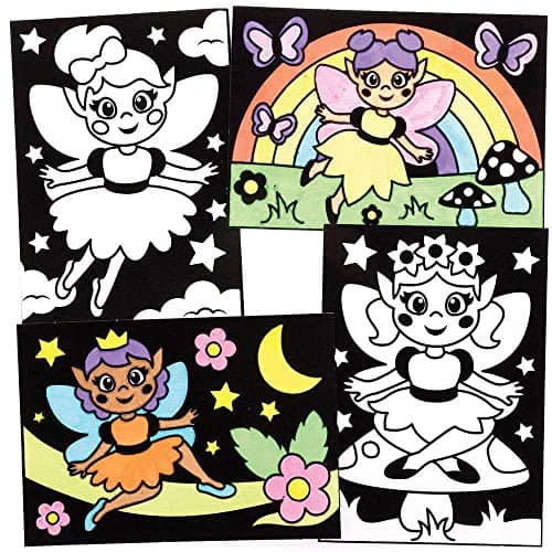 Baker Ross Coloriage en Velours motif Fées - Lot de 10, Activites Manuelles pour les Enfants (FC693)