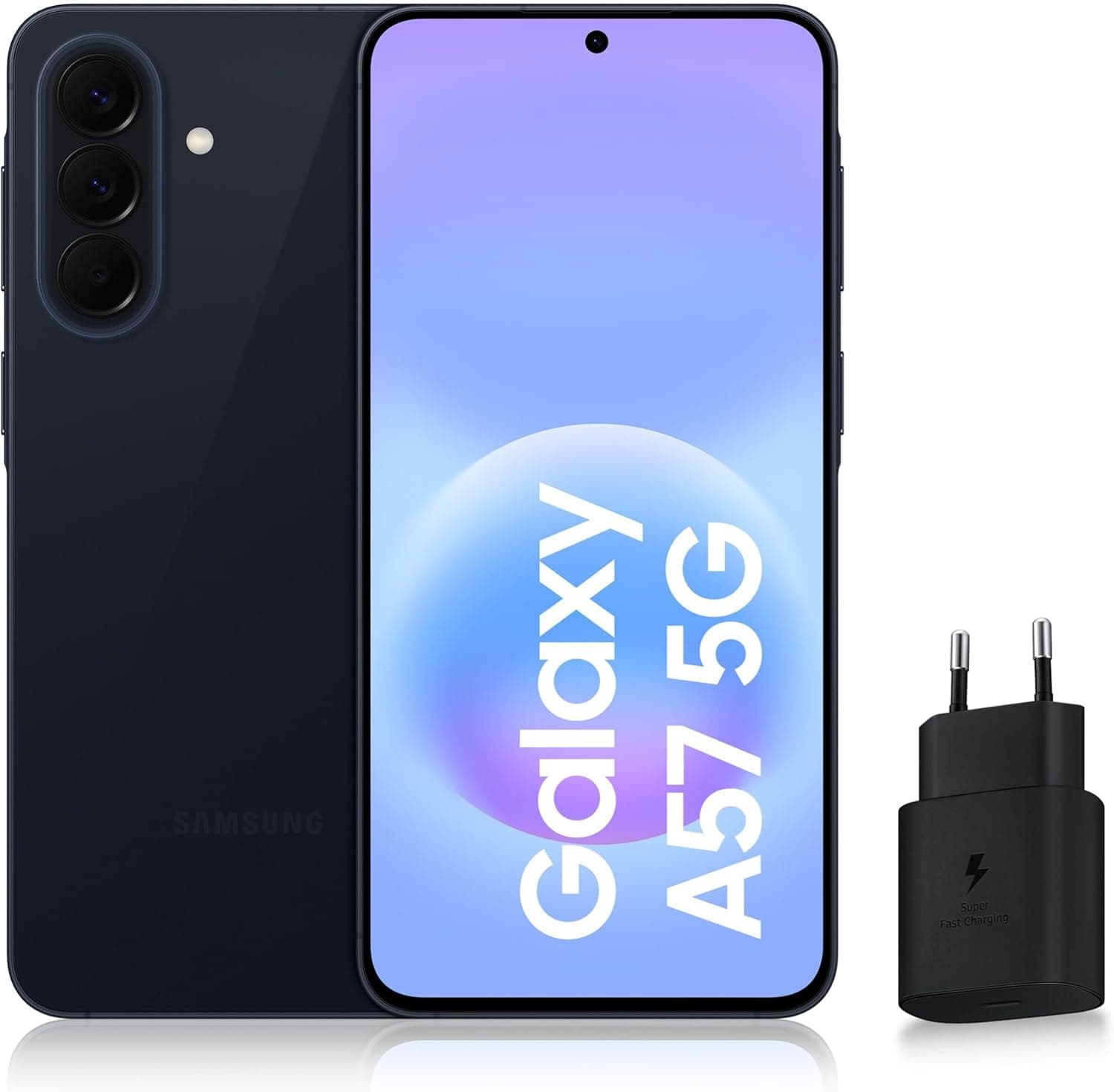 Samsung Galaxy A57 5G, Smartphone Android 5G avec l'IA Accessible à Tous, 256 Go, RAM 8 Go, Chargeur Secteur Rapide 25W Inclus, Smartphone déverrouillé, Bleu, Version FR