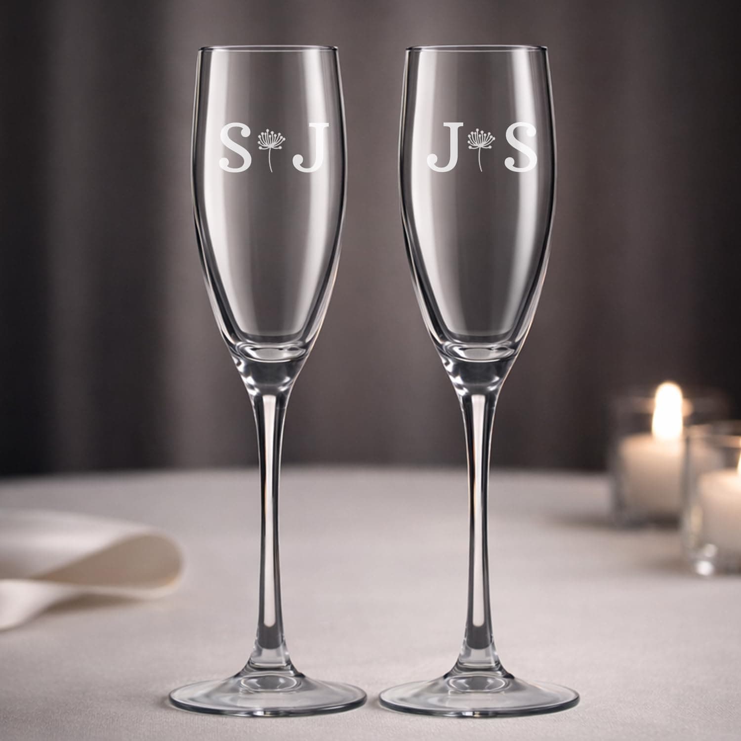 Wanapix | Flûtes à Champagne Personnalisé Mariage | 20cl | Dandelion