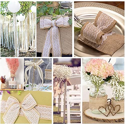 13 Pièces Ruban Dentelle, Toile Ruban Jute Natuelle, Uban Jute Dentelle Toile Ruban Toil Jute, Ruban de Jute Naturel, Ruban Cadeau Emballages,Ruban Dentel pour Cadeaux Bricolage Deco Mariage Champetre