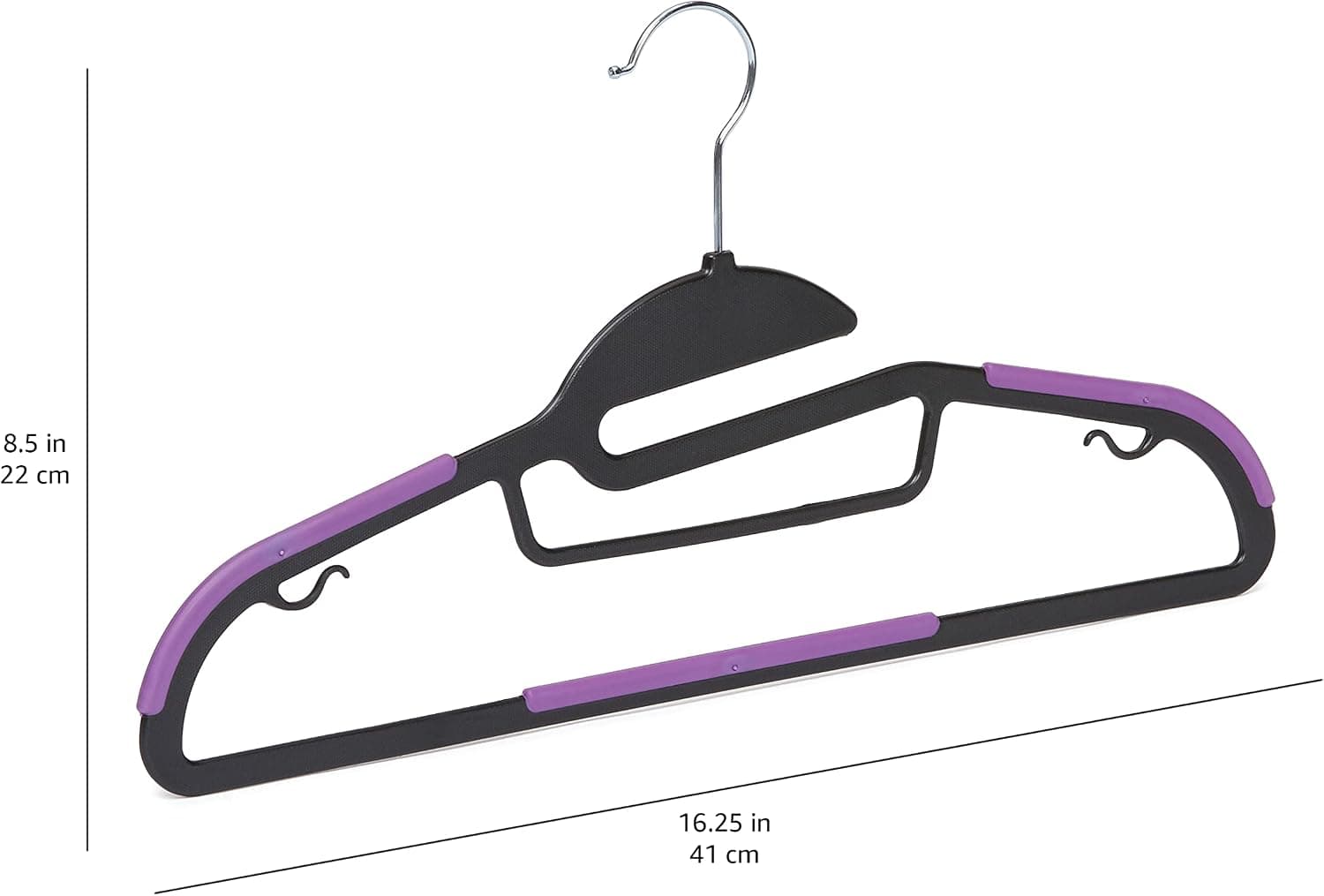 Amazon Basics Cintres en plastique enduit de caoutchouc, noir/violet, Lot de 50
