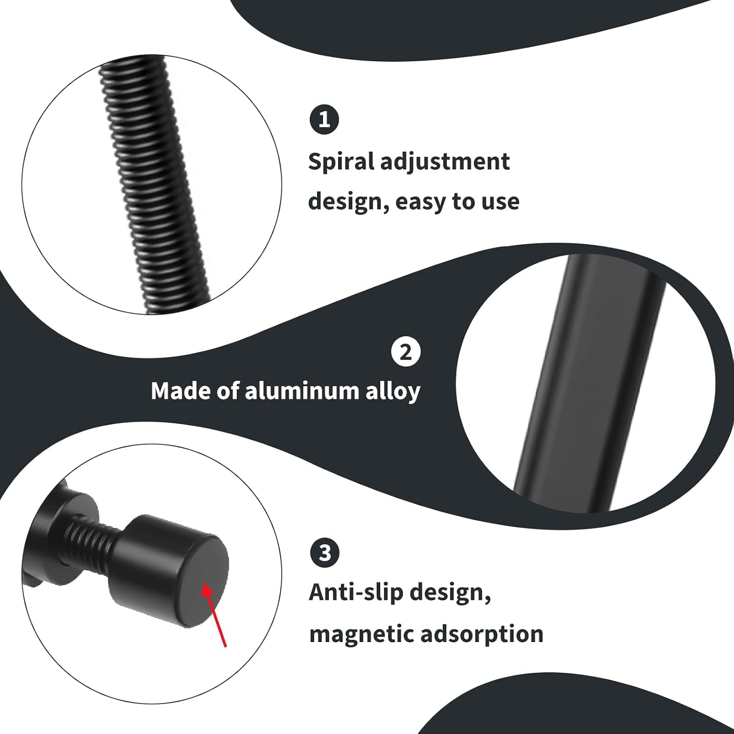 Support Carte Graphique, Support GPU Réglable Anti Affaissement, Aluminium avec Base Magnétique, Support Carte Vidéo Universel pour PC Gaming, Stabilisateur GPU Durable (75-120 mm)