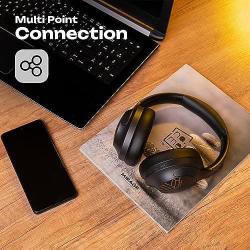 PowerLocus Casque Bluetooth sans Fil, 50 h de Jeu, Casque Audio Bluetooth 5.3 avec 4 Modes EQ, Pliable, HiFi Stereo, avec Microphone pour iPhone/Voyage/PC (Noir)