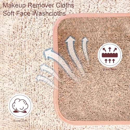PHOGARY Lingette Démaquillante en Microfibre, Lot de 6 Serviette Microfibre pour le Visage, Lingettes Gant de Toilette Microfibre - Réutilisables, Lavables (8" x 8", Fibre Charbon Bois)