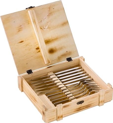 ZWILLING Couverts à Steak (12 pièces), pour 6 Personnes, 6 Couteaux et 6 Fourchettes à Steak, Acier Inoxydable, Inclus : Boîte de Rangement en Bois, Poli