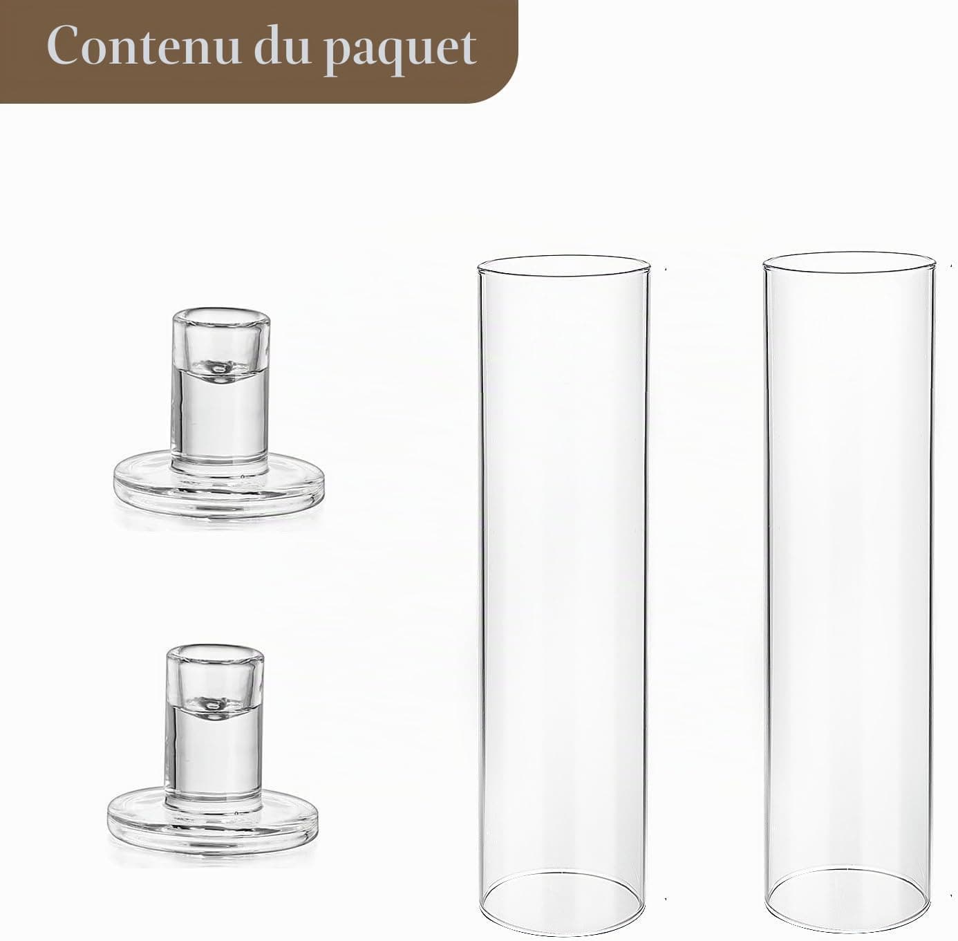 Hurricane Lot de 2 bougeoirs en verre transparent de 30 cm pour bougies coniques, centre de table, fête de mariage, décoration d'événement