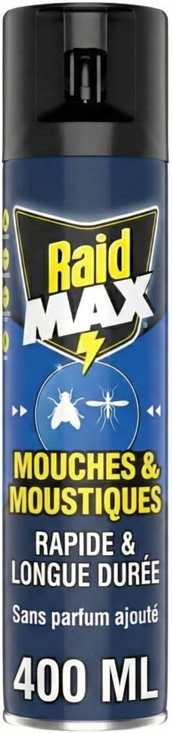 Raid Max Aérosol Mouches & Moustiques Action Rapide Longue Durée 400 ml