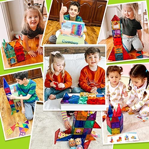 Tuiles magnétiques Jouets pour Enfants Jouets magnétiques pour Tout-Petits Blocs magnétiques Jouets de Construction Jouets Montessori d'apprentissage