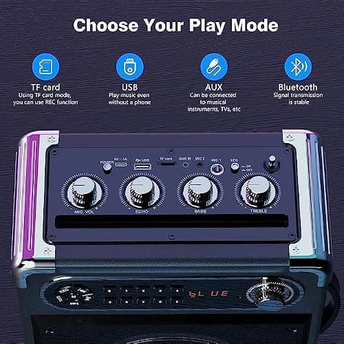 JYX Machine de Karaoké, bluetooth speaker pour adultes avec 2 microphones sans fil, Système de Karaoké portable pour soirée à la maison/au camping