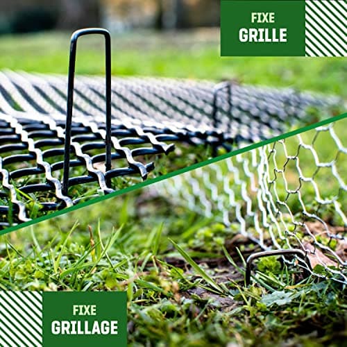 GardenGloss Piquets de Fixation en Acier (25 Pièces) - pour Toiles de Paillages et de Jardinage, Grillage et Filets - 150 mm de Long, 25 mm de Large, Ø 2.7 mm
