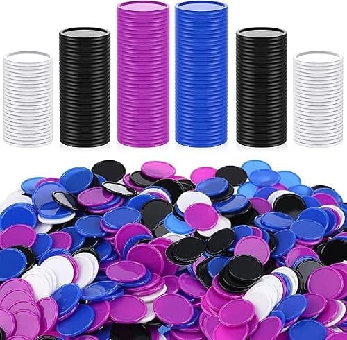 AsyinXson 400pcs Plastic Poker Chip, Mini Poker Chip 25mm, 4 Colors Learning Counter, Counting for Learning Maths Kids Reward