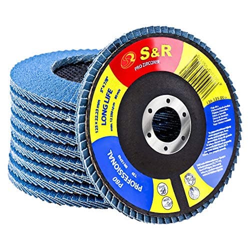 S&R 10 Disques à Lamelles 125 Abrasifs pour Acier Inox Bois Métal Grain 80. Disque de ponçage à compartiments pour Meuleuse.