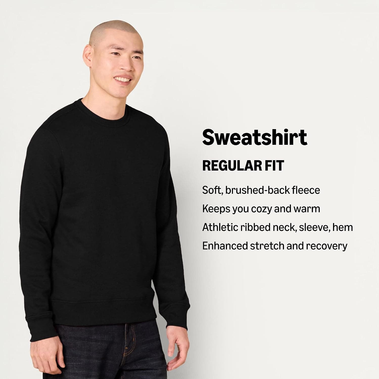 Amazon Essentials Homme Sweat-Shirt à col Rond en Polaire (Grandes Tailles Disponibles)
