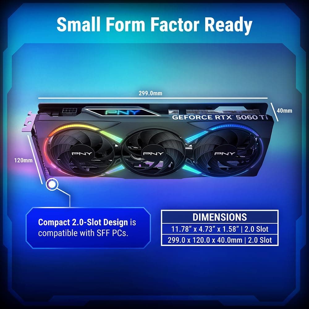 PNY Carte Graphique GeForce RTXTM 5060 Ti 8Go ARGB OC Triple Fan DLSS 4