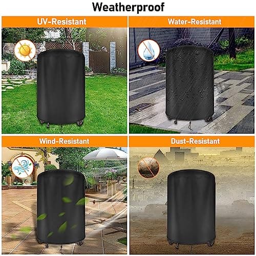 Raweao Housse Barbecue Weber 57cm, Bache Barbecue Weber 57cm, Housse Weber 57cm Rond 500D Oxford Imperméable Exterieur(Φ71x68cm)