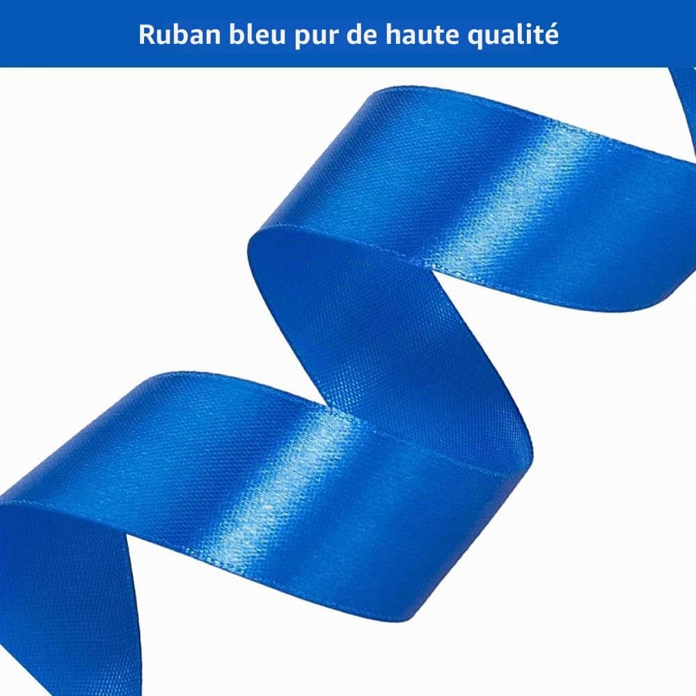 Ruban Satin Bleu 25mm, 66m Double Face Polyester pour Présents, Artisanat DIY, Décorations Saint-Valentin Mariage Anniversaire (22 m/Rouleau)