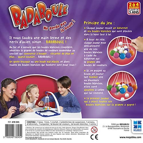 Megableu- Badaboule Société Délirant-Jeu d'Adresse, d'action et d'Ambiance-A Jouer en Famille ou Entre Amis-De 2 à 4 Joueurs-A Partir de 5 Ans, 678045, Noir