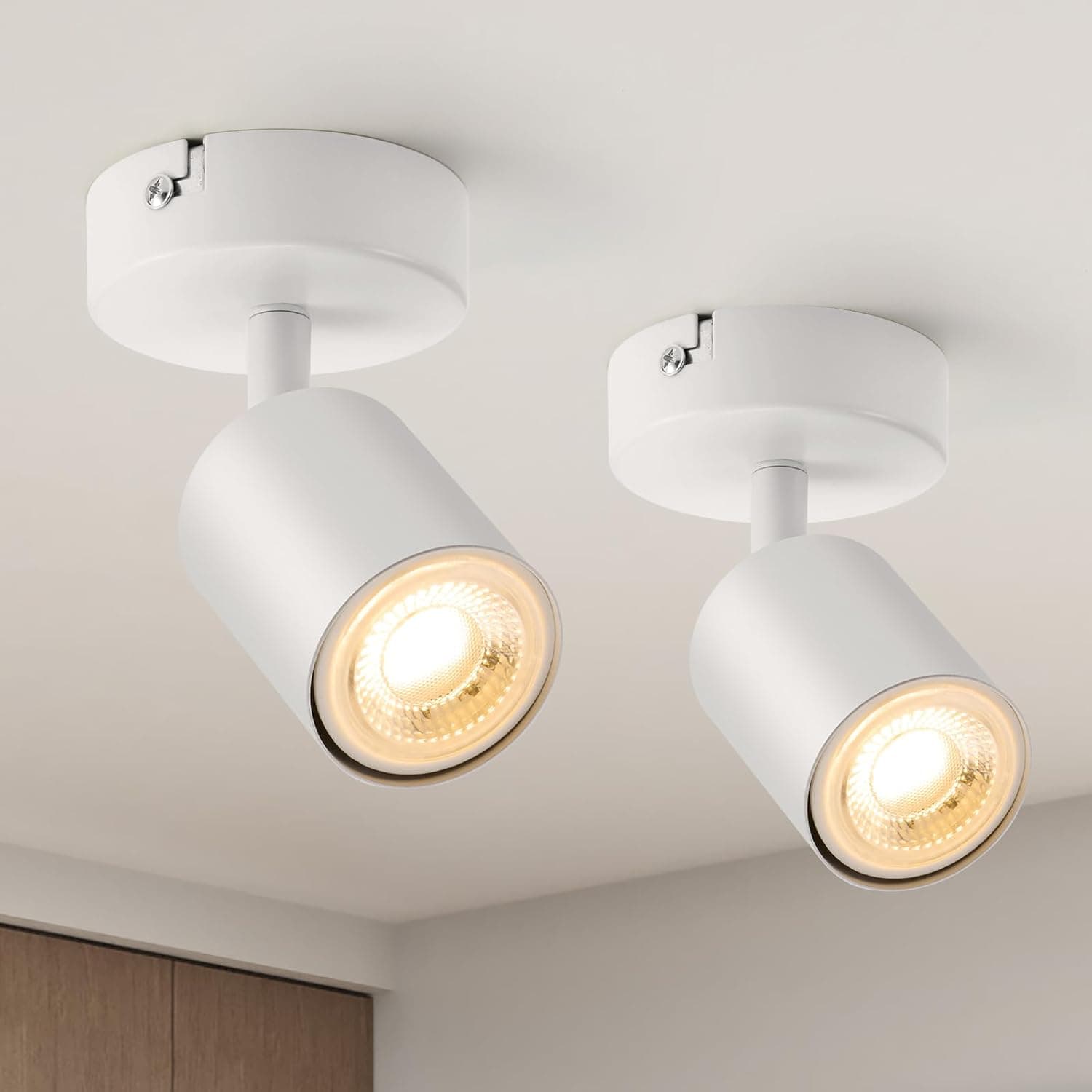 wowatt 2 pcs Spot Interieur Plafond Blanc Gu10 Lampe Orientable San Ampoule | Applique Spots Pivotant, Luminaire Plafonnier Moderne, Éclairage de Plafond pour Chambre Salon Salle à Manger Cuisine Couloir