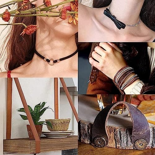 GORGECRAFT 5 m Lacet Plat en Cuir 7 mm de Large Cordon en Cuir Véritable Cordon de Tressage Noir Bandes de Cuir Brillant Perles Sangle Fils pour Bricolage Cuir Artisanat Collier Bracelet Bijoux