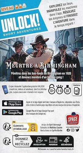 Lot 3 Unlock Short Adventures, Version française Red Mask + Meurtre à Birmingham + Le Chat De M. Schrödinger + 1 Décapsuleur Blumie (Meurtre + Chat + Mask)