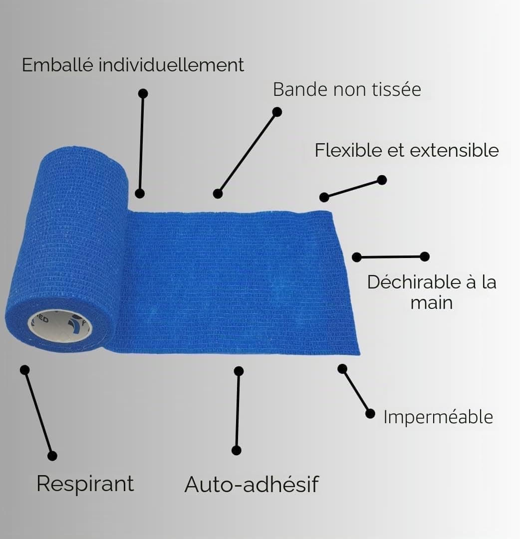 PintoMed - Bandage Cohésif - 6 Rouleaux Rouge X 10 cm X 4,5 m Autoadhésif, Sports Bande, Premiers Secours Adhésif, Vet Wrap