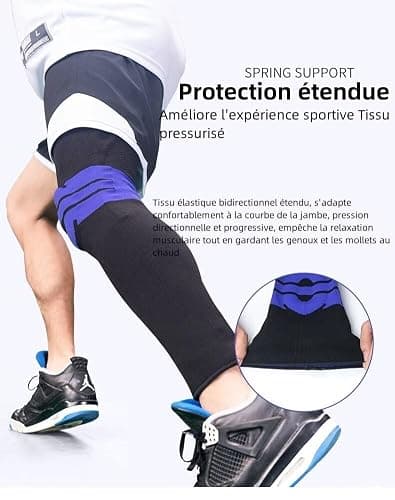 Flytexplus Maintien Compression Genouillère sport,Manchons de genou et jambe V2,Genouillere Arthrose Genou Genouillères pour Femmes/Hommes,Soutenir les douleurs articulaires,les dommages au ligament