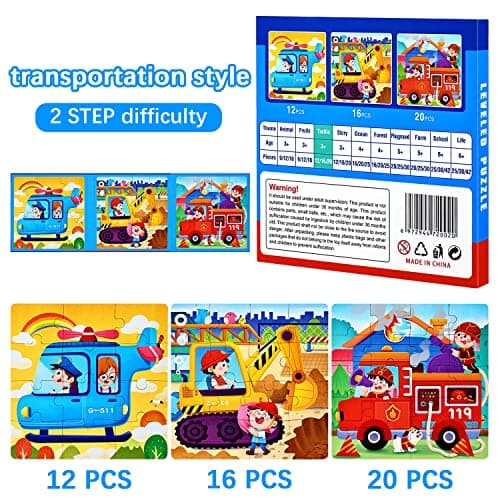BBLIKE Jouet Puzzle en magnétique pour Enfants, Montessori Puzzle Enfant Quiet Book,Jouet éducatif précoce,Livre de Puzzle Assorti, Jeu de Puzzle Interactif,Puzzle Enfant 2 3 4 Ans(Transport)