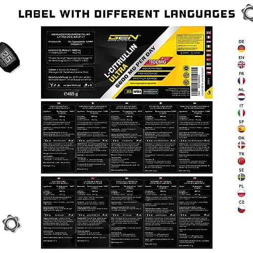 L-Citrulline 360 gélules - Extra fortement dosé avec 1100 mg par gélule - 6600 mg par portion - L-Citrulline DL-Malate 2:1 issue de la fermentation végétale - Sans additif indésirable