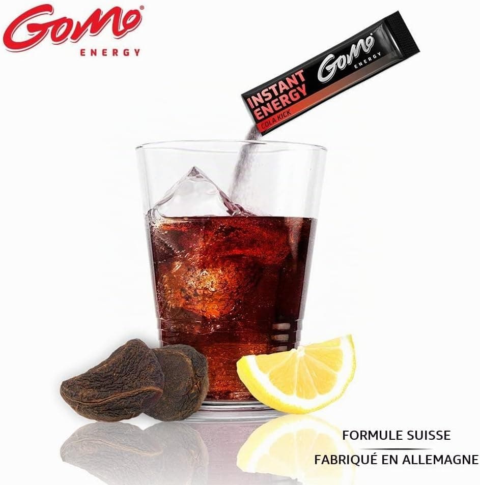 GoMo ENERGY® Cola Zéro Energy Drink | Améliorer les capacités physiques et mentales | Stimulateur d'énergie super puissant | Boisson hypocalorique végane sans sucre | COLA KICK 30 portions