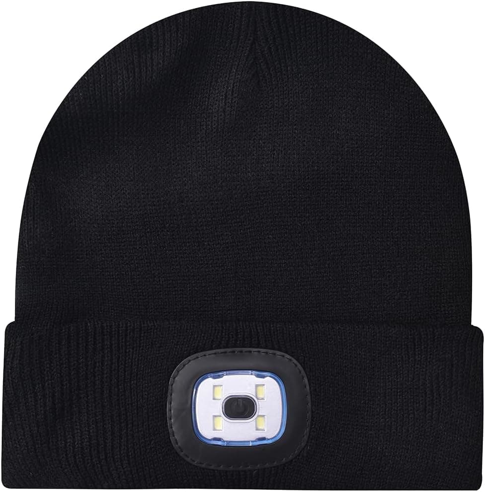 LED Bonnet Lampe Frontale, Étanche Lumière Hiver Chaud Phare Cadeaux pour Hommes et Femmes,vélo Camping Randonnée en Plein air Coiffe Rechargeable