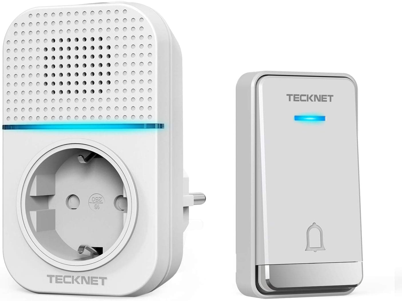 TECKNET Sonnette sans Fil Exterieur Étanche avec Prise, 400M Longue Portée