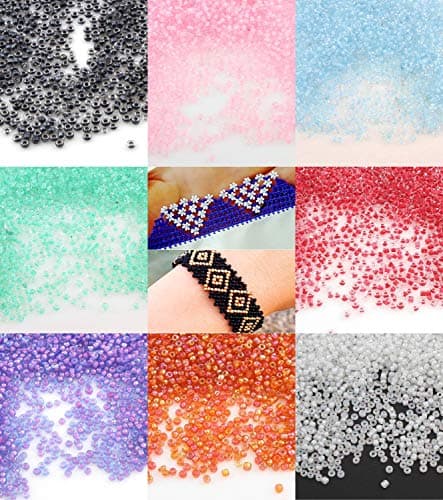 Lot de 6500 perles de rocaille en verre de 2 mm - Mélange de couleur rouge et blanc - 11/0 - Mini perles pour enfants (rouge)