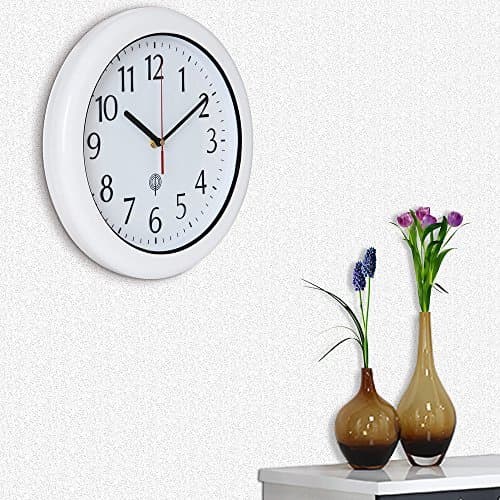Monzana® Horloge Radio pilotée Murale Ø30 cm Blanche silencieuse à Quartz trotteuse précise Piscine Salle de Bain