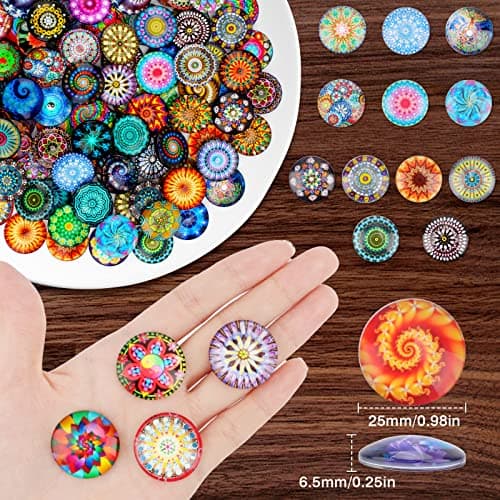Cabochons Pour Bijoux de Couleur Mélangée, 120 Pcs Cabochons en Verre 25mm, Pierre de Mosaïque Cabochon Pour Colliers, Boucles d'Oreilles Et Broches en Camée Albums, Cadres