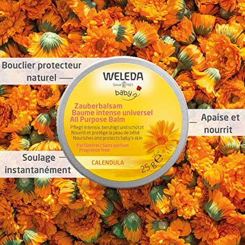 WELEDA - Baume intense universel Calendula - Hydrate et nourrit - Pour la peau délicate des bébés et des jeunes enfants - NATRUE - 25 g