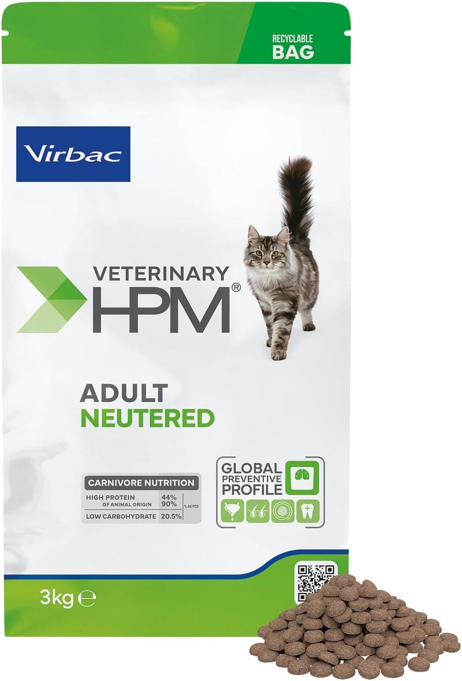 Virbac Vet Hpm Cat Ad Neutered Nourriture 3 kg pour Chat
