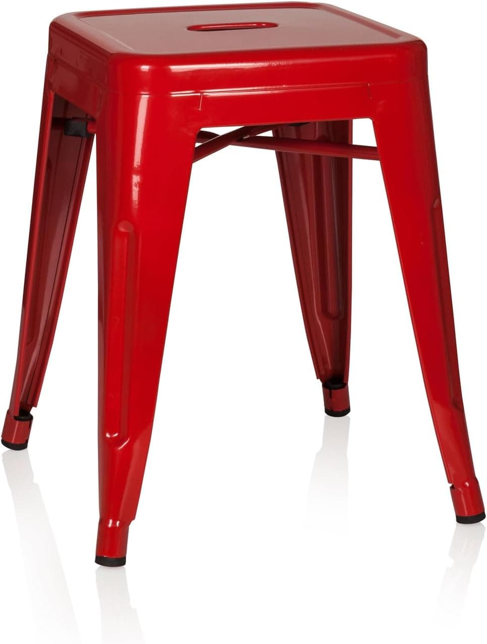 hjh OFFICE 645001 Tabouret bistrot VANTAGGIO Métal Rouge, Tabouret au Look Industriel et Moderne, empilable | Construction en acier robuste, charge jusqu'à 150 kg, rouge
