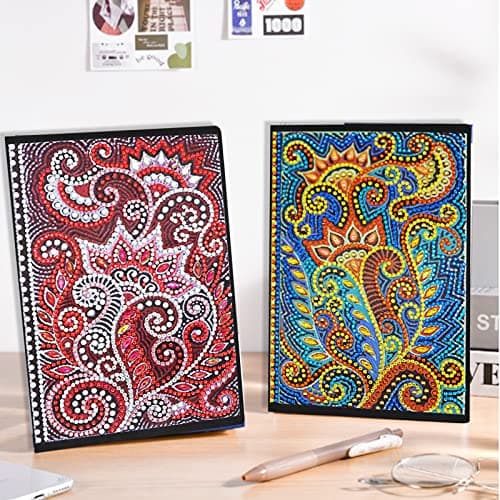 DCIDBEI 2 Pack Carnet de Notes A5 Carnet Diamond Painting Broderie Diamant Carnet Carnet Voyage Carnet de Note Peinture Diamant Carnet Secret Fille Diamant Cahier Enfant Journal Intime Adulte Mandala