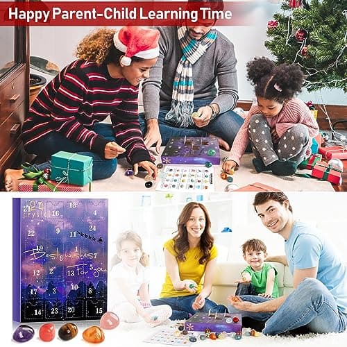 Calendrier de l'Avent 2024 Cristaux Pierres Précieuse,24 Calendrier de l Avent Femme Homme Cristaux Pierre et Minéraux, Gemmes Calendrier Avent Cadeau de Noël Calendrier de l'Avent pour Enfants Fille