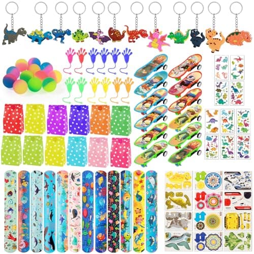 TAIXING 94 Pcs Cadeau Anniversaire Enfants Invites, Petit Cadeau Anniversaire Enfant Pinata Party Favors, Jouet Anniversaire Enfant Invite avec Tatouage Enfant, Balle Rebondissantes, Porte-Clés