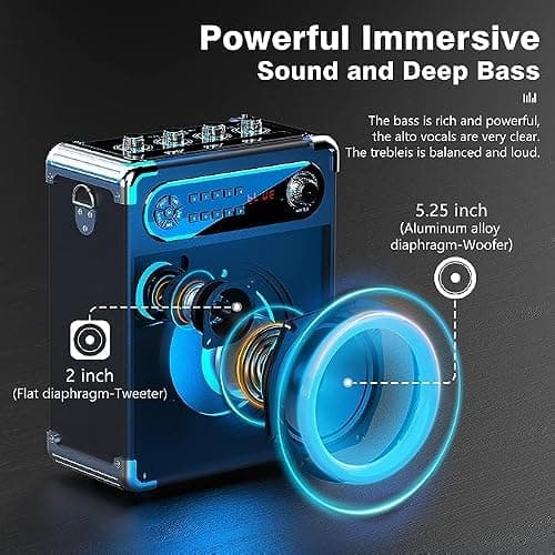 JYX Machine de Karaoké, bluetooth speaker pour adultes avec 2 microphones sans fil, Système de Karaoké portable pour soirée à la maison/au camping
