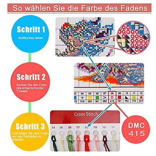 Kit de point de croix à faire soi – meme kit de démarrage de broderie pré - imprimée canevas kit complet adulte ou enfants pour les debutants - Aigle des montagnes enneigées 52x39cm