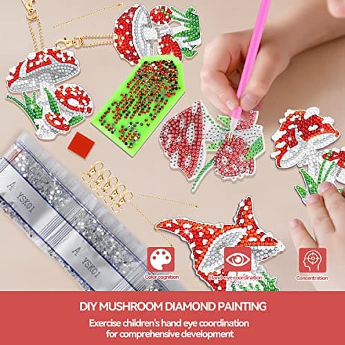 GMMG Diamond Painting Porte Clé 5D DIY Peinture Diamant Pendentifs Diamond Art Painting Keychain Kit pour Enfants Débutants Adultes (12 Pièces)