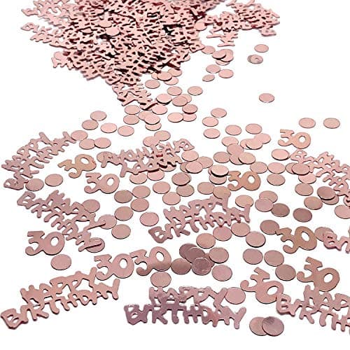 YouU Or Rose 18/30 Ans Anniversaire Décorations pour Filles, Or Rose Joyeux Anniversaire Happy Birthday Table confettis 35g /700 pièces (Or Rose/30 Ans)