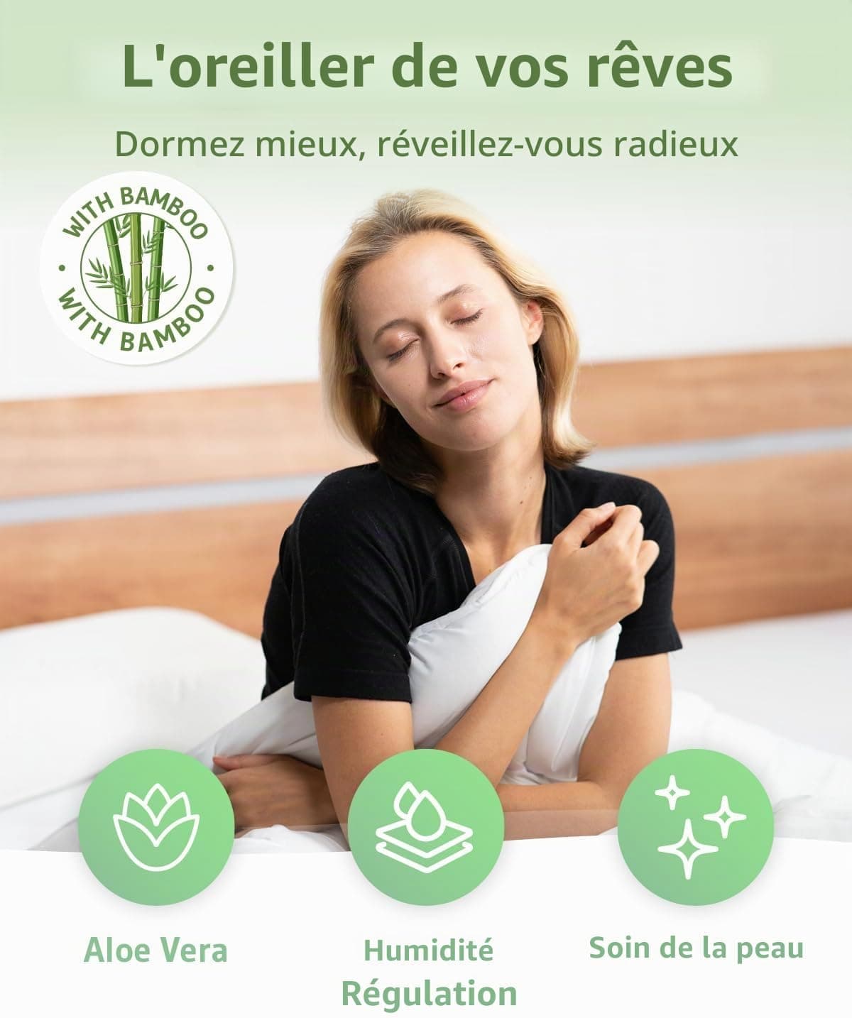 Third of Life Oreiller cervical NuMOON à l'Aloe Vera | Coussin en mousse à mémoire de forme en coin pour soulager les douleurs du cou et des épaules | Pour dormeurs sur le côté et sur le dos | Thème