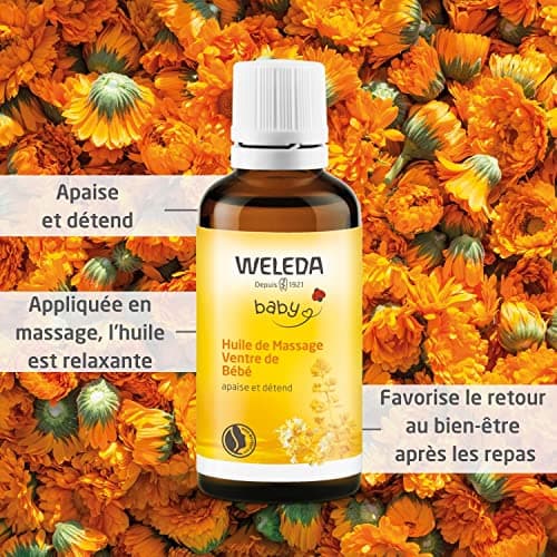 WELEDA - Huile de massage ventre de bébé - Pour apaiser et soulager les nourissons et les jeunes enfants lors de la digestion - NATRUE* - Vegan*** - 50ml
